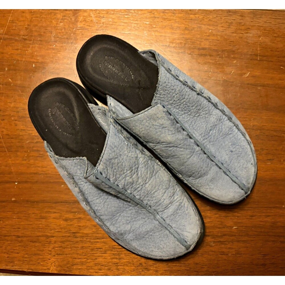 Vintage Merrell Jungle Slide Women's (size 7.5) Blue Leather Comfort Mules